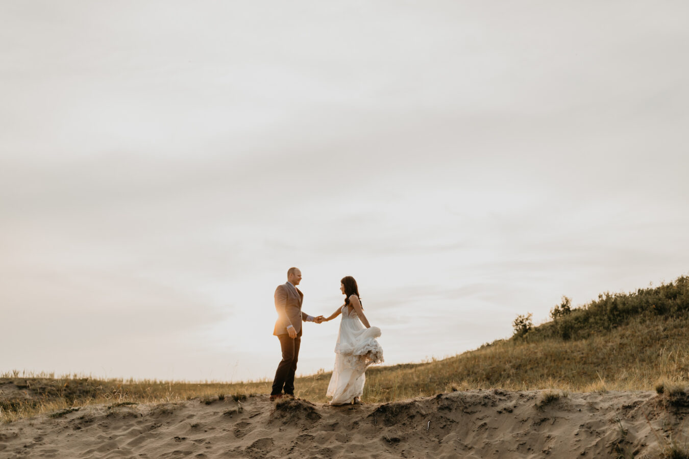 sand dune-sunset-bride-groom